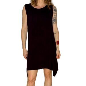 Kaliyana Burgundy Sleeveless Asymmetric Linen Blend Tunic Dress